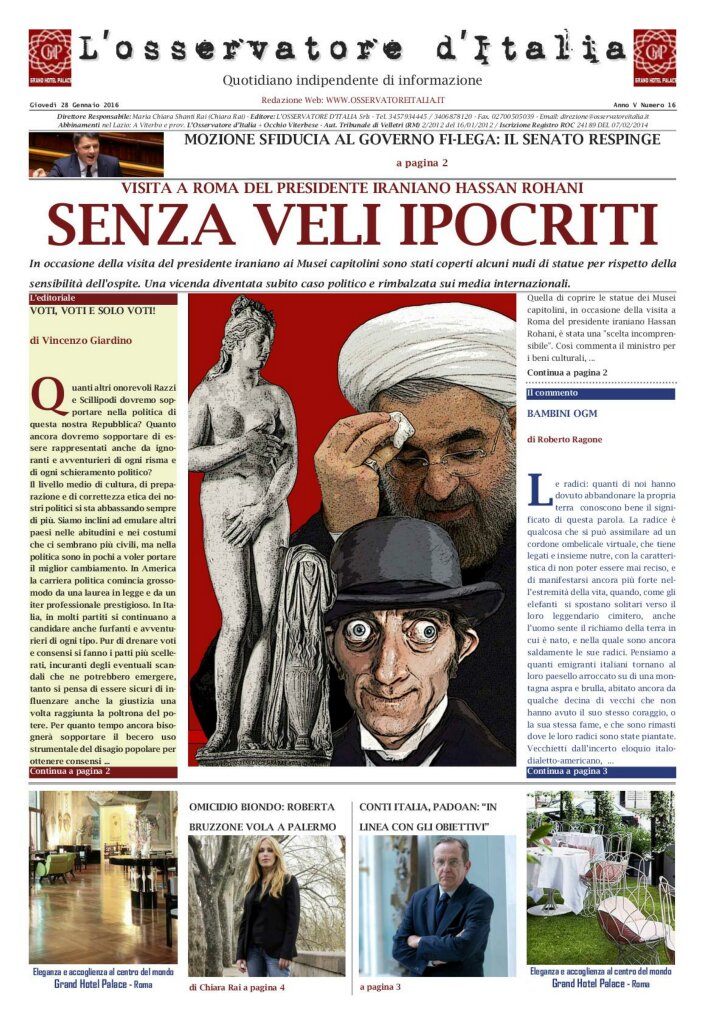 L'osservatore d'Italia edizione del 28 Gennaio 2016